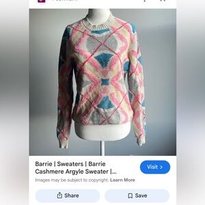 Women's Multicolor Cashmere Argyle Sweater